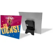 Brisbane Lions Mini Glass Desk Clock Man Cave - AFL - Licensed Birthday Gift New