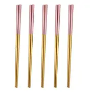 5 Pairs of Chopsticks, Stainless Steel Cutlery Set, Metal Chopstick Set,6700