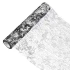 30 Feet Table Runner, Sequin Foil Thin Mesh Metallic Table Runner, Black Silver