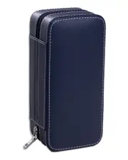 Bey-Berk Davidson Blue Leather Double Watch Travel Case