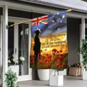 Lest We Forget Flag Poppy Veteran Anzac Day Flag Australian Flag Double Sided Ho
