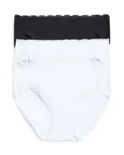 b. tempt'd by Wacoal Lace Trim Hi-Cut Bikini, Pack of 3
