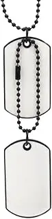 [UMtrade] Army Style Stainless Steel 2pcs Dog Tag Pendant Mens Necklace with 27inch Chain White