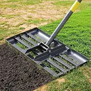 Lawn Leveling Rake, 5 FT Adjustable Long Handle Level Lawn Rake, Black Heavy Duty Level Lawn & 1 Inch Diameter Stainless Steel Handle Lawn Leveler Rake, Lawn Leveler Tool for Soil Grass Golf Field