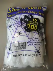 Super Stretch Spider Web Halloween Scary Party Decor Prop White Realistic 16 Ft