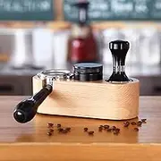 58mm Wooden Coffee Tamper Station Coffee Tamping Station Solid Wood Coffee Tamper Holder Coffee Tamping Stand Wood Coffee Filter Tamper Holder Espresso Wooden Base