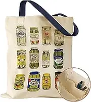Miss Adola Aesthetic Canvas Tote Bag with Inner Pocket for Women, Cloth Cotton Totes Bag with Pattern for Shopping, Gym, Gift