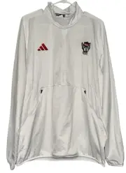 NC State Adidas Team Issue 1/4 Zip Jacket Pull Over Mens XL White Wolf Pack