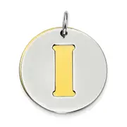 Sterling Silver Gp Initial I Double Plate Round Charm