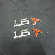 2x Silver Red Chrome 1.6T Metal Sticker Badge Emblem Decal Turbo Utility Limited (for: Peugeot)