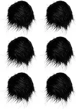 uxcell 6-Pack Faux Fur Pom Poms, 1.2 Inch/ 3.1 cm Soft Fluffy Pompoms Balls with Elastic Loop for Hats/Bags/Keychains/Knitting Accessories/DIY Crafts [Black]