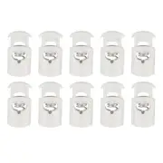 10pcs Cord Lock Single Hole Spring Toggle Stopper for Drawstring, White