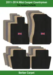 Lloyd Berber Front & Rear Mats for '11-14 Mini Cooper Countryman w/British Flag (for: Mini)