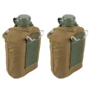 2x Wildtrak Army Green Spill-Proof 1qt Water Canteen Camping Container w/ Cover