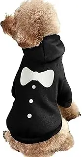 Bow Tie Dog Hoodies Funny Print Pet Dog Shirt Winter Puppy Apparel Dog Warm Sweater for Dog