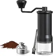 M l Coffee Bean Grinder Capacity 25g with CNC Stainl Steel Conical Burr 30 Coarsen Settings Bearing Portable Travel Espresso Coffee Hand Grinder with Hand Crank Cleaning Brush Black KMDJ-B