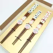 Parent-Child Chopsticks with Rest Wakasa Lacquerware Cosmetic Box F/S Japanese