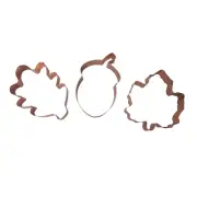 NWT LOT OF 3 Copper Color Metal FALL Acorn Maple Oak Leaf Cookie Cutters Baking