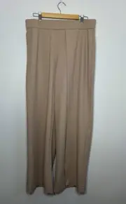 NWT Anne Klein Tan Split Wide Leg Pants Size Large Polyester Blend