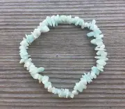 NATURAL AMAZONITE STONE GEMSTONE STRETCHY CHIP BRACELET