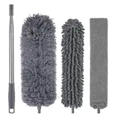 4pcs Microfiber Duster Kit With Extension Pole 30-110 Inches For High Ceiling For Cleaning Cobweb,