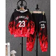 Boys' 3D Graphic Letter Hoodie Sweatpants Set Sports Suit Tracksuits Long Sleeve Spring Fall Daily Basic Casual Kids 4-12 Years Hooded Outdoor Vacation Sports
