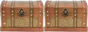 Vintage Decor Vintage Decor Vintage Decor 2pcs Wooden Treasure Chest Wooden Storage Box Pirate Chest Toy Box Slide Wood Box Box Vintage Jewelry Wedding Decor Wedding Decor Wedding Decor