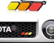Jawmoy Pack-1 Tri-Color Grille Badge Emblem Decoration, Automobile Front Mesh Accessories, Compatible with Toyota 4Runner Tacoma Tundra (Yellow & Orange & Red)
