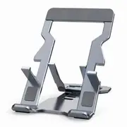 Universal Adjustable Aluminum Foldable Ultra Thin Portable Phone Holder for Desk Desktop Phone Stand Cell Phone Tablet Tab iPad Stand Holder (Grey)
