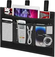 Bedside Caddy Storage Organizer, Hanging Storage Bag Pocket for Bunk/Hospital Beds,College Dorm Organizer for Remotes Phone,College Dorm,Camp,Baby Bed Rails(4 Pockets),Black