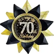 SKJIAYEE It's My 70th Birthday Buttons Pins Handmade(3.8*3.8inch), Black Gold Funny Grosgrain Ribbon Tinplate Badge for Women or Men 70th Birthday Party Decorations Supplies Ideas Gifts Jokes Favors
