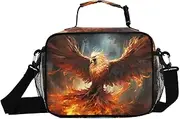Fantasy Phoenix Fire Insulated Lunch Box for Women Men - Ideal for Work, Picnics - Includes Adjustable Shoulder Strap