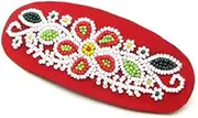 Handmade Beaded Hair Barrette,Seed Beads Native American Style Hair Clip,Beaded Hair Band for Women.One of kind Indian fashion Jewelery. (Red Embroidery)