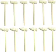1Set Solid Wooden Mini Hammers for Creative Play Tools Includes Flat Pointed Heads for Cake Decorating Crafts and Activities Safe