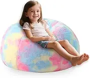 LPMOERA Faux Fur Comfy Bean Bag Chairs Cover (No Filler) for Kids Stuffed Animal Storage Bean Bag Cover for Organizing Plush Toys or Textile Rainbow