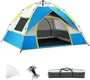 3-4 Person Dome Camping Tent Windproof Rainproof Quick Set Tent 2 Doors 2 Windows Protection Shelter for Camping Hiking Backpacking B Sky Blue Multicolor One Size