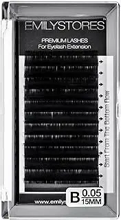 EMILYSTORES 0.05mm Thickness B Curl 15mm Length Lashes Silk Mink Eyelashes For Eyelash Extensions Single Size One Tray