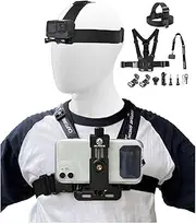 Phone Chest Mount Head Strap Accessories - Vlogging Kit for iPhone, POV Phone Holder Compatible With iPhone 16 Pro Max Plus 15 14 - Hands Free Body Camera Mount for Immersive Fishing Video Recording