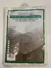 Clean Sleep Premium Vinyl Bedding Fitted Mattress Protector Fits To 9” Deep
