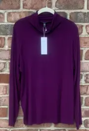 NWT EILEEN FISHER Plus Raisin Tencel Lyocell Turtle Scrunch Neck Sweater Top 1X