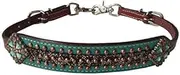 Showman Gold Metallic Cheetah Print Leather Wither Strap w/Teal Accent