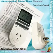 10A 240V Hydroponics Minute Timer Switch AU Plug 24 hrs Electronic Power Timer