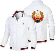 [GLLUSA] Men's Bomber Jacket Sweatshirt for CCCP Print Casual Flight Suit Long Sleeve Zip Jackets Cardigan Baseball Uniform Tops - Teen Gift