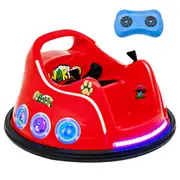 Costway 12V Electric Bumper Car 360° Spin Kids Ride On Car RC Race Vehicle w/USB & Bluetooth & MusicGift Red