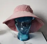 New Pink Sun Hat Polyester Wide Brim Beach With Removeable Neck Strap