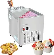 Fried Ice Cream Roll Machine, 220W Commercial Rolled Ice Cream Machine, Stir-Fried Ice Cream Roll Machine with Single Square Pan, Stainless Steel Commercial Rolled Ice Cream Maker with Scrapers