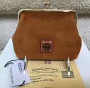Dooney & Bourke Suede Large Frame Coin Purse in HONEY