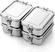 Umigy 4 Pcs Stainless Steel Food Containers Metal Bento Lunch Box Stainless Steel Food Storage Containers, Lockable Clips to Leak Proof, Reusable Dishwasher Snack Boxes for Work, Picnic (850ml)