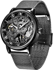 [Whodoit] Men's Watch Hand-Wind Mechanical,Mechanical Men's Watch Black Watch Watch for Men