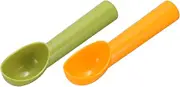 uxcell 2pcs Plastic Ice Cream Scoops, Fruit Spoons Watermelon Scooper Kitchen Tools for Ice Cream Yogurt Cupcake Melon Ball Orange Green